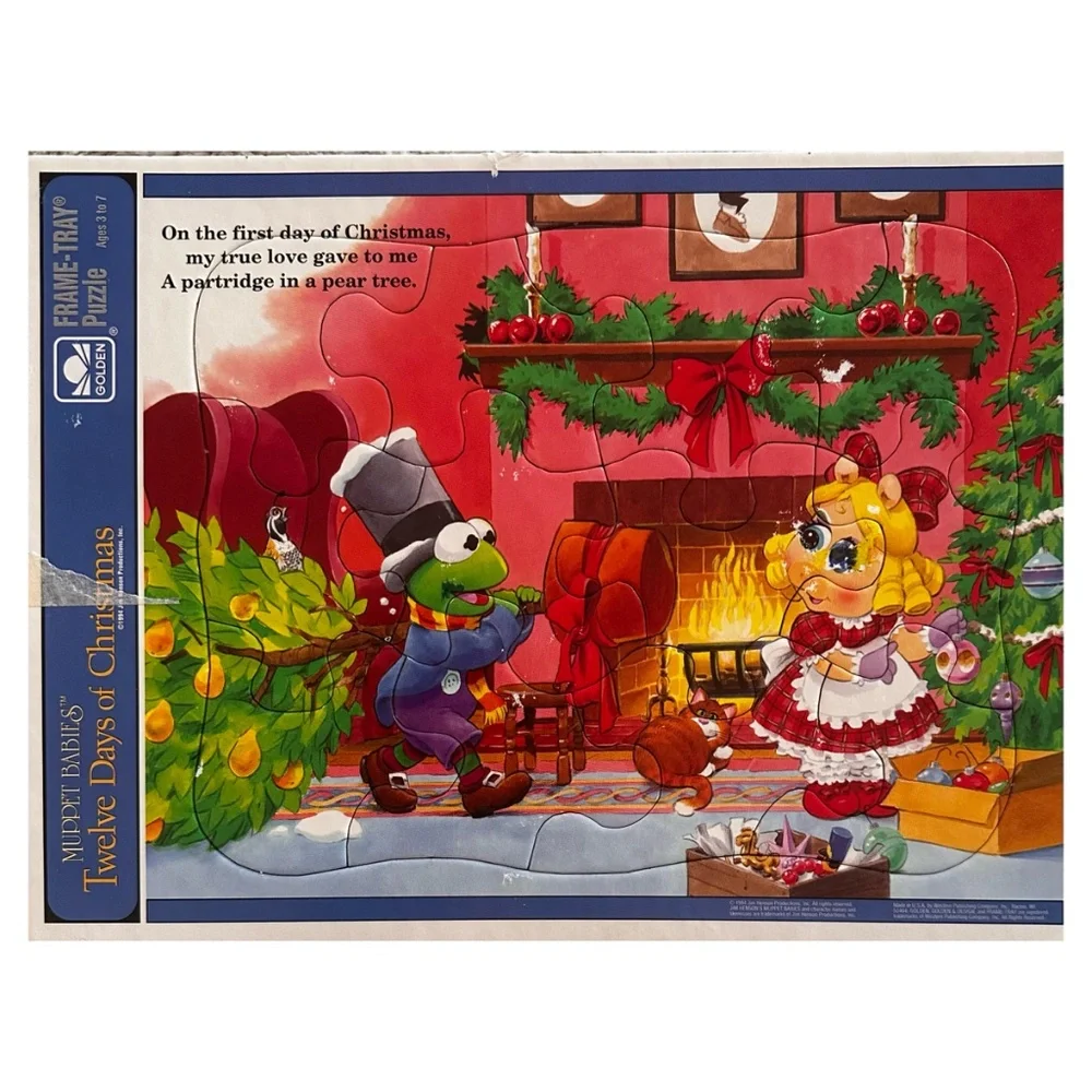 Vintage 1994 Muppet Babies 12 Days of Christmas Puzzle Tray (set of 8)